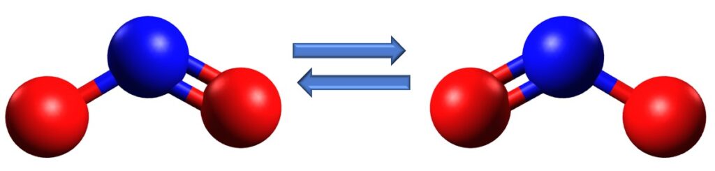 NO2- resonance between double and single bond
